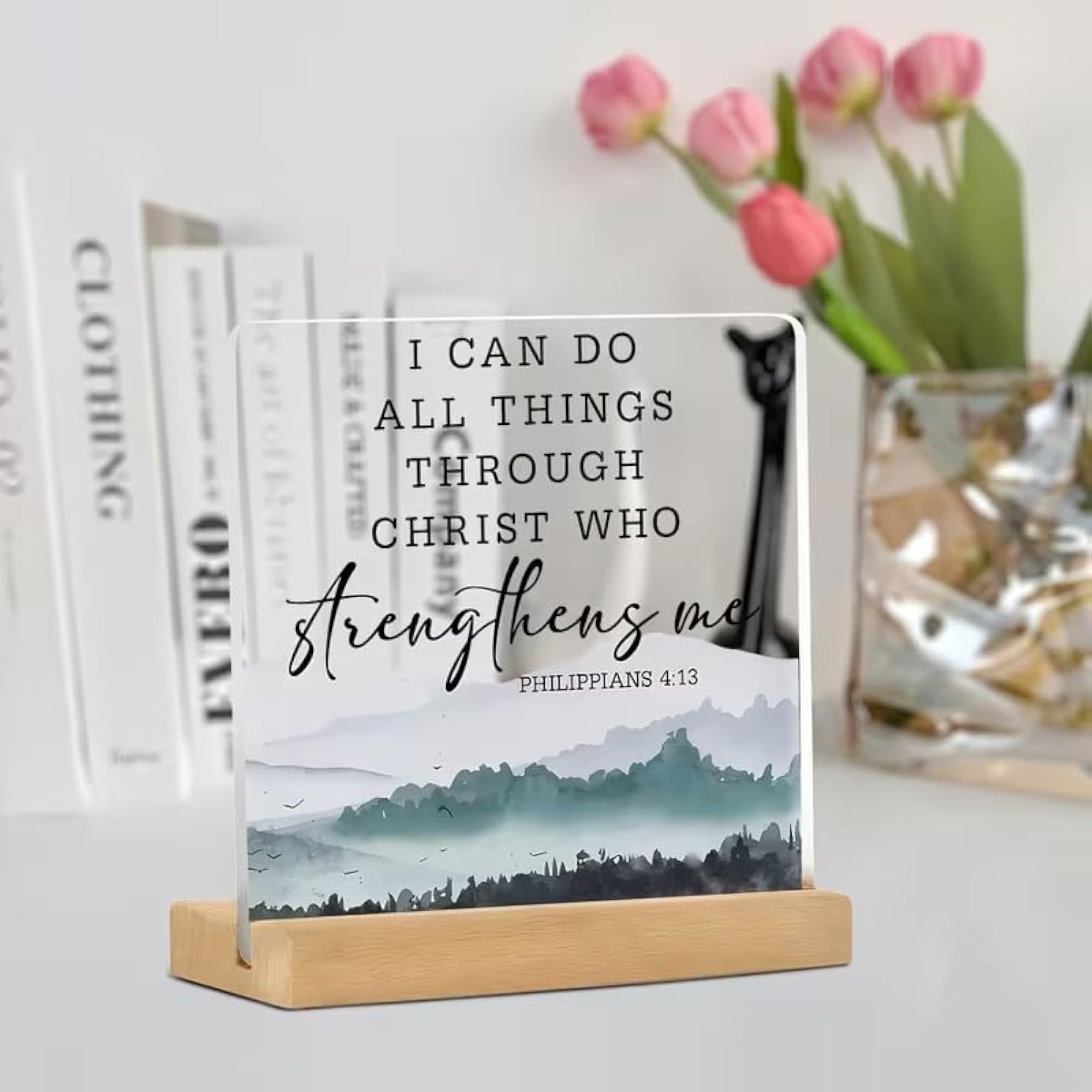 Philippians 4:13 Bible Verse Acrylic Table Frame
