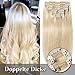 Produktbild TESS Clip in Extensions Echthaar Haarteile guenstig Haarverlängerung Doppelt Tressen für komplette Haarextension 8 Teile 18 Clips Glatt 7A Dick Hair (50cm-150g, Lichtblond)