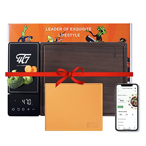 4T7 Smart Meal Prep System, Smart Cutting Board Set, American Walnut Wood Chopping Boards, Weigh Timer