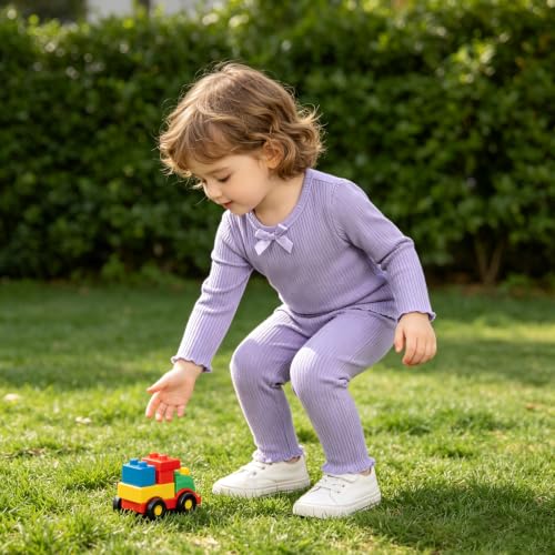 SOFIPURE Toddler Girls Long Sleeve Top & Pants Set with Bow, 3-4T - image 4