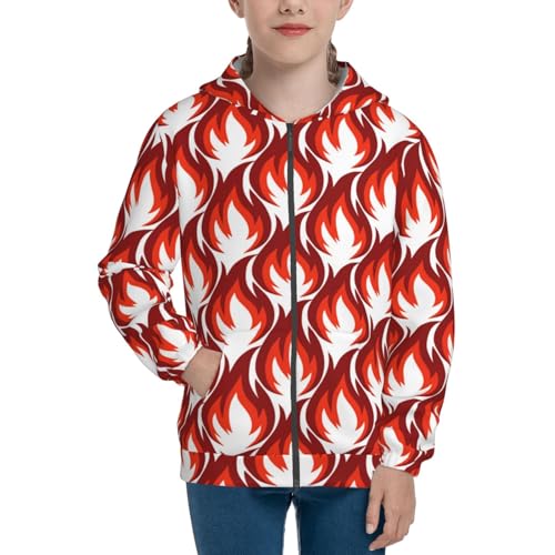 Fire Symbols Kid Hoodies Boys Zip Up Sweatshirts Girls Pullover with Pocket3