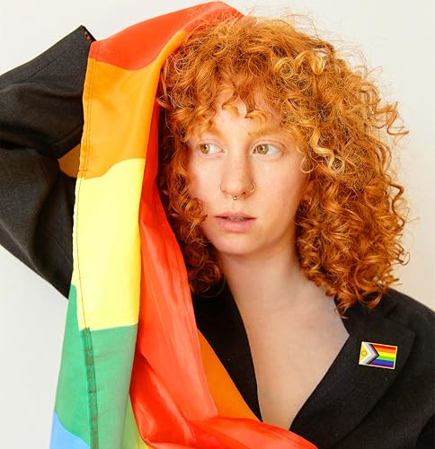 Image of HAFILO 12 /25 /50 /100 pieces small rectangle New Progress flag Pride pins inclusive progressive pride lapel pin LGBT Rainbow flag pins for Clothes Backpack Hat Decoration Souvenir gift badge bulk