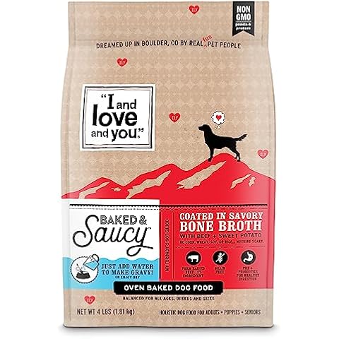 I AND LOVE AND YOU Baked and Saucy Dry Dog Food - Beef + Sweet Potato - Prebiotic + Probiotic, Real Meat, Grain Free, No Fillers, 4lb Bag Cover