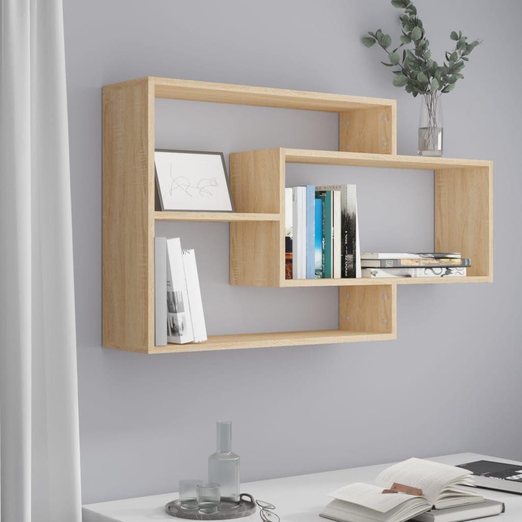 Myheimly andregale Bücherregale Hängeregale Wandregal Bücherregal Regale mit 3 offenen Fächern Schweberegale 104x20x58,5cm Holzwerkstoff Sonoma Eiche