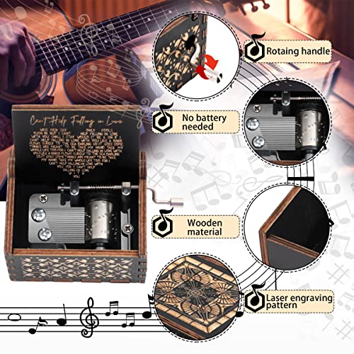 Baosiwa Can't Help Falling In Love Music Box, Engraved Wooden Music Box Romantic Gifts For Girlfriend Boyfriend Her Him Wife Husband Anniversary Birthday Valentine's Day #TOP5