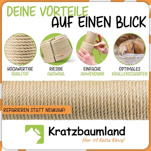 Kratzbaumland Sisalseil 8 mm, Sisalseil Natur für Kratzbäume (versch. Längen) (50 Meter)