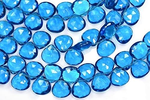 Quartz bleu suisse 12mm en perles briolettes cœur pour création bijoux
