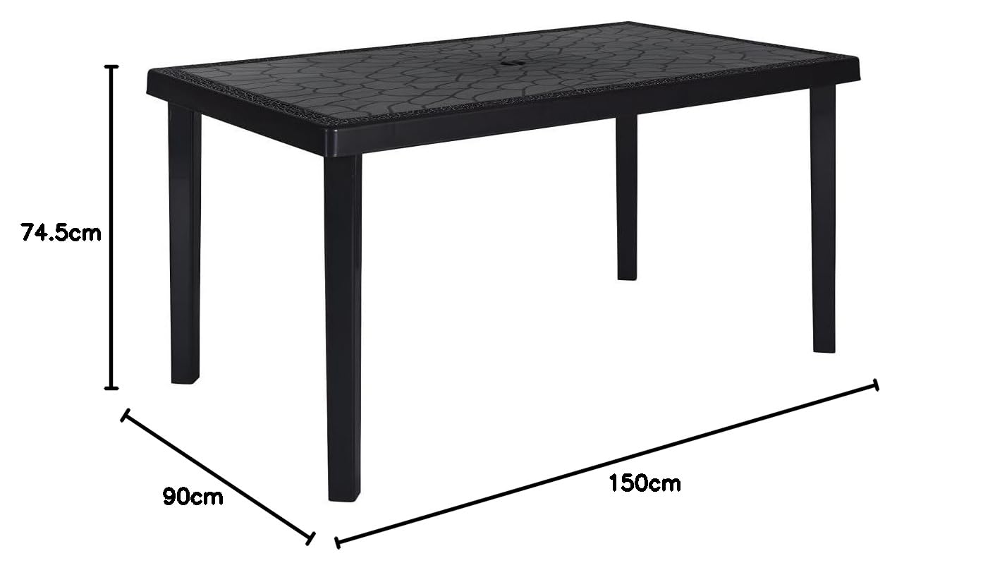 GRAND SOLEIL Boheme Greenpol Rechteckiger Tisch – 150x90x74,5 Cm, Grün Polymeric, Anthrazit, Made In Italy