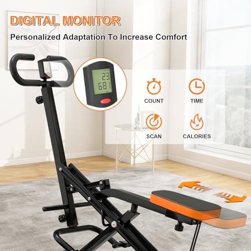 Image of Squat Machine for Home, Squat Assist Trainer with Adjustable Resistance, Foldable Rowing Machine, LCD Display, Exercise Trainer with 265LBS Capacity for Glutes Legs Workout