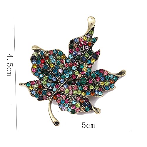 Image of Antique Plated Maple Leaves Brooch Suit Sweater Collar Lapel Metal Pin Leaves Brooches Accessories