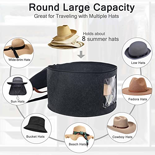 Affogato Hat Box, Hat Storage Box For Women & Men, Travel Hat Box With Handle And Hook, Stackable Felt Cowboy Hat Box With Dust-Proof Lid For Clothes Stuffed Animal Toy Storage Travel Bag #TOP4