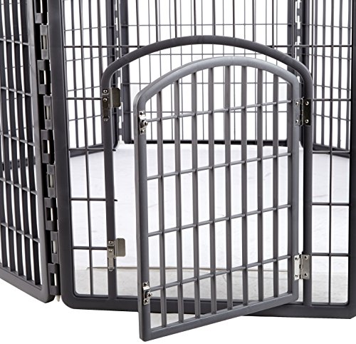 IRIS USA 34" Exercise 8-Panel Pet Playpen with Door, Dog Playpen, for Small, Medium, and Large Dogs, Keep Pets Secure, Easy Assemble, Rust-Free, Heavy-Duty Molded Plastic, Customizable, Gray - Image 3