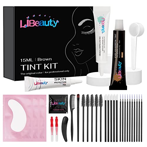 Libeauty Kit tinta per sopracciglia della durata di 8 settimane per colorazione professionale di sopracciglia o ciglia (colore marrone)