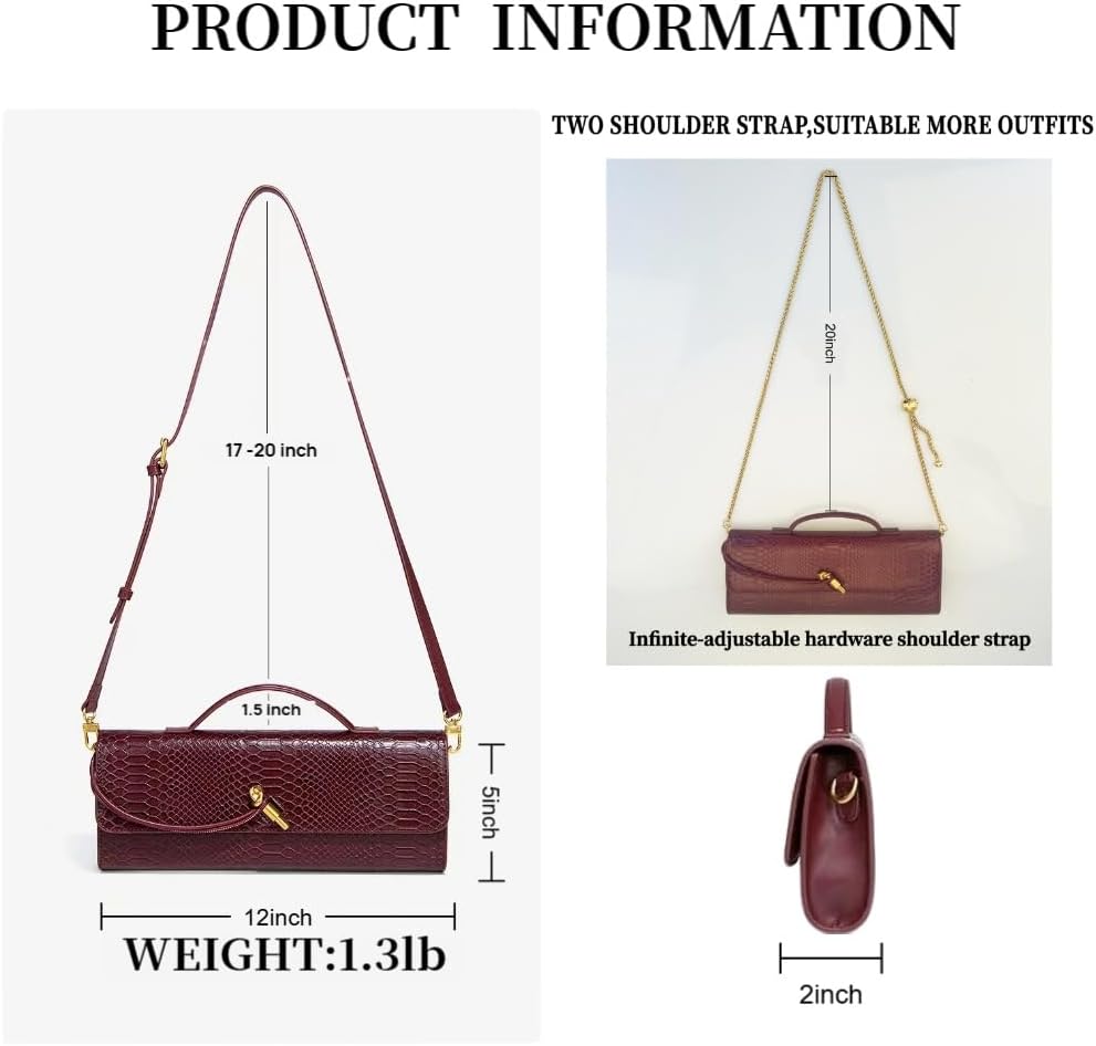 Crocodile Clutch Purses for Women w/ 2 Style Strap Woven Bag Suede Purse Snake Skin Leather Evening Clutch Top-handle Handbag - Image 4