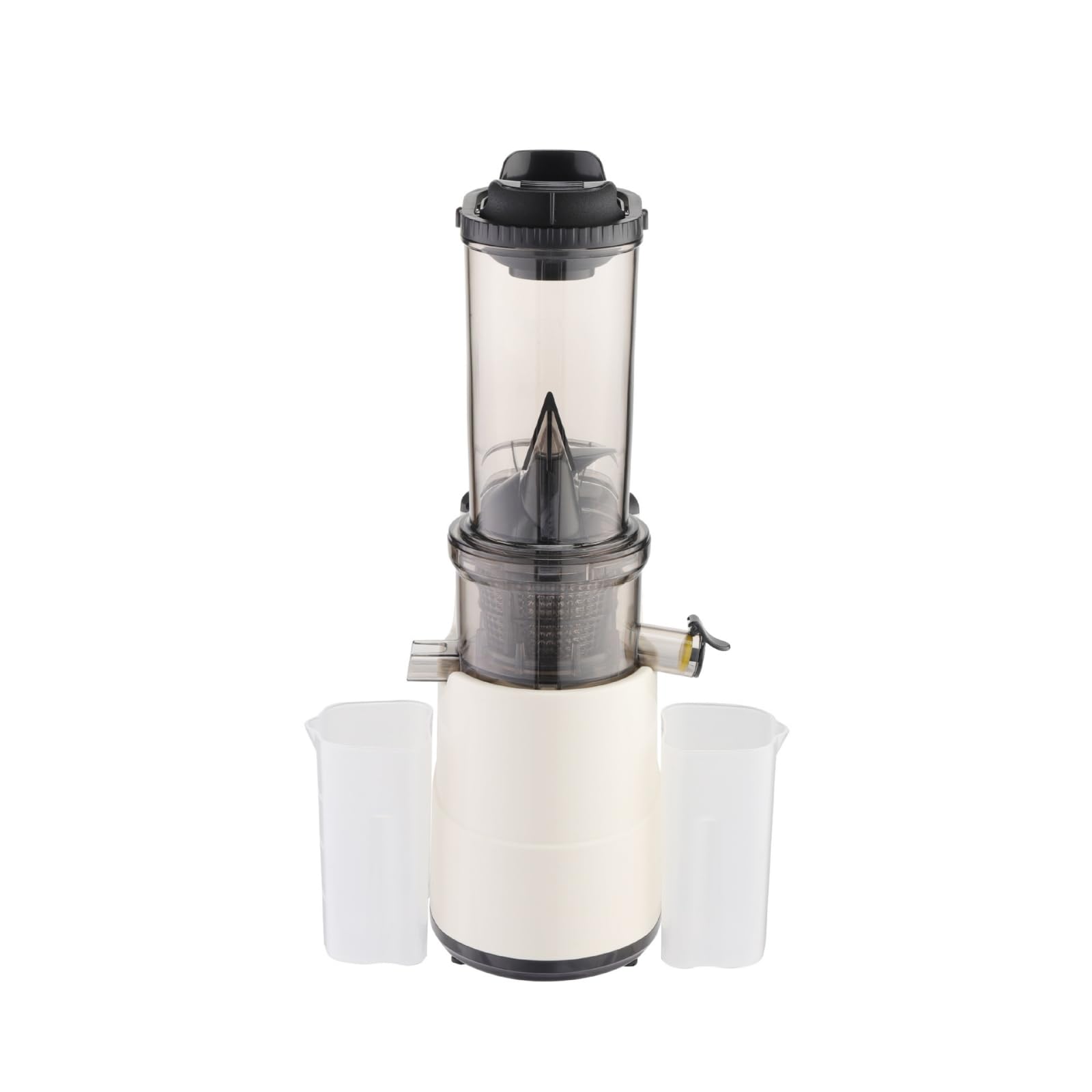 Colcolo Extracteur de Jus Électrique Presse à Froid Broyeur Masticateur Double Chambre avec Fonction Inversion et Deux Gobelets Sépare Pulpe et Jus Adapté, Blanc Cassé, Extracteur De Jus Vertical