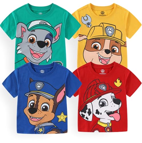 Nickelodeon Paw Patrol Boys 4 Pack Graphic T-Shirts for Toddlers and Big Kids