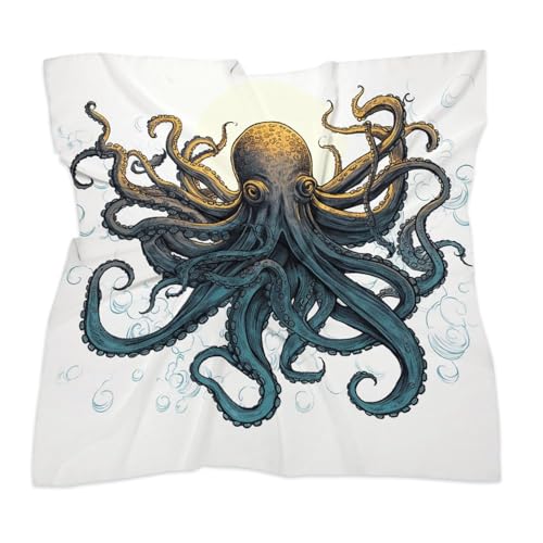 18" Square Head Scarf Sun Ocean Octopus Lightweight Silk Scarf for Women Boho Neckerchief Soft Satin Bandanas Fashion Neck Scarves Silk Headwear for Bag Hair Scarves Gift3