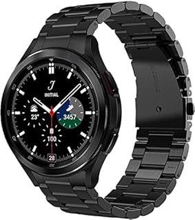 V-MORO Straps Compatible for Samsung Galaxy Watch 4 Classic 46mm Strap, No Gap Solid Stainless Steel Metal Bracelet Replacement Bands for Galaxy Watch 4 Classic 46mm 2021 (Black)