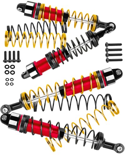 RCarmubWow RC Aluminium Shock Absorber Upgrades Part for 1/10 Kraton 4x4 4S V2 BLX,Outcast 4x4 4S V2 BLX,Front Rear Big Bore Shocks Absorber Damper Hops Up,4pcs,Red