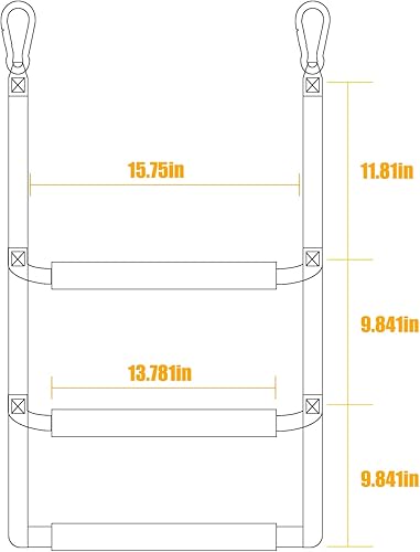 Miniatura 6 de Escalera de cuerda para barco, escalera de cuerda marina portátil de 3 escalones con escalones antideslizantes y suaves