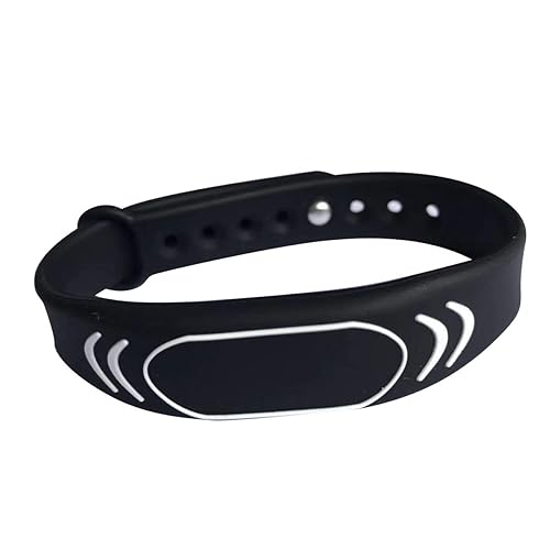125KHZ RFID Pulseras EM4100 Pulsera de Silicona Negro Ajustable (Negro-2pcs)