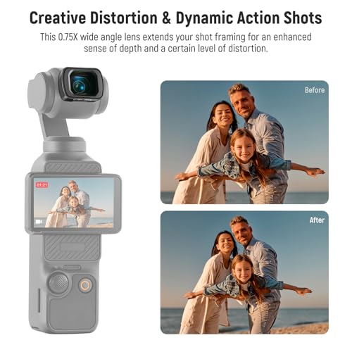 Image of NEEWER 0.75X Wide Angle Lens Compatible with DJI OSMO Pocket 3, Expanded FOV of 108, Magnetic Coated Aspherical Camera Lens, LS-45