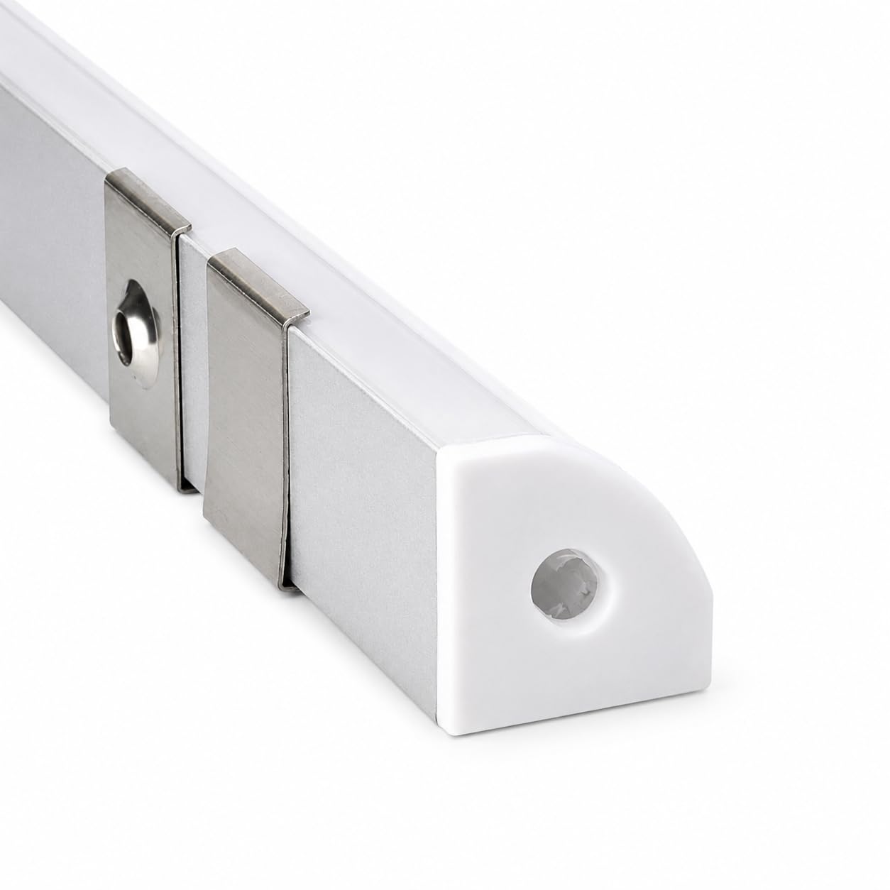 JANDEI - Lot de 20 Profilés en Aluminium en Sections de 1 Mètre, en Forme de V pour l'Installation de Rubans LED dans les Angles à 90°, avec Diffuseur Semi-Transparent, Embouts et Clips de Fixation