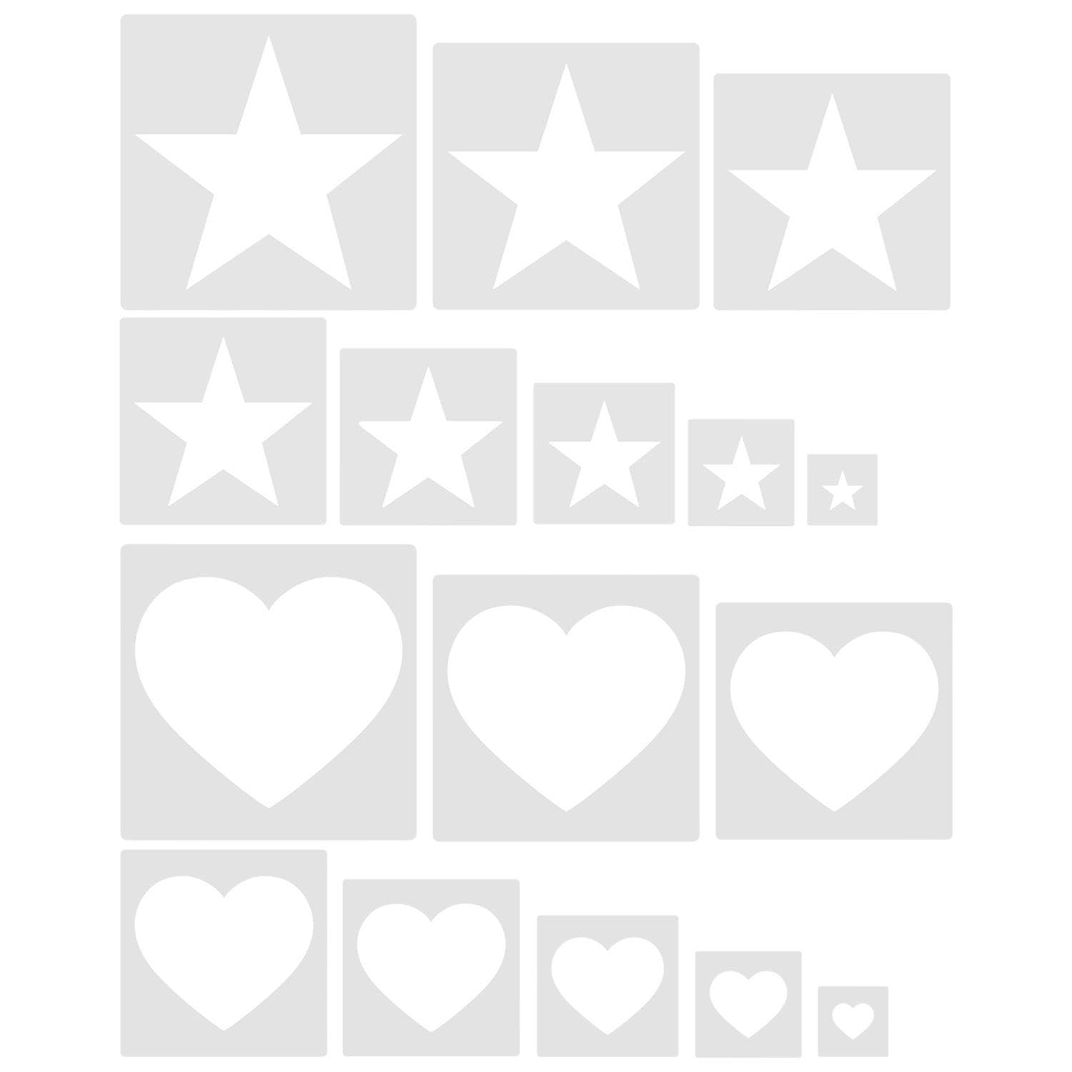 Tvsvkwe White 8 Pieces Of Love Template And 8 Pieces Of Star Template, Hollow Drawing Template, Diy Handicraft Accessories, Painting Accessories.