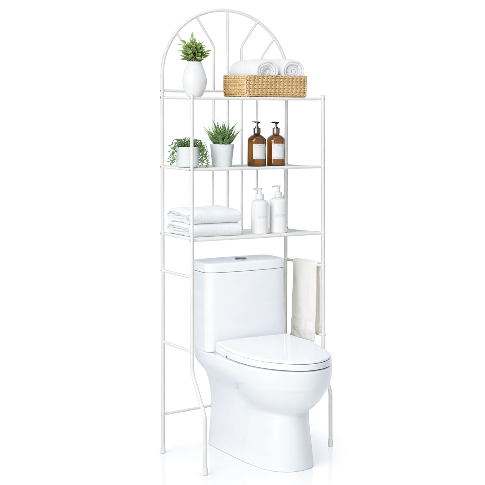 EVERGOODS 3-Tier Heavy Duty Toilet & Bathroom Storage Shelf – Large Freestanding Metal Organizer, Space-Saving Rack for Towels, Toiletries, and Household Items, 175×60×35 cm, 55 lbs Capacity