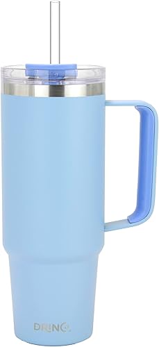 Miniatura 7 de Drinco BigSur - Vaso de 40 onzas y 30 onzas con asa, tapa con pajilla, taza de viaje de acero inoxidable aislada para agua fría y caliente, 40