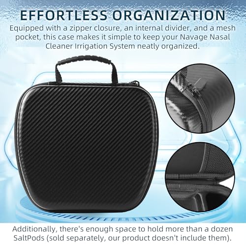 Image of Calvana Travel Case Compatible with the Navage Nasal Irrigation System, Scratch-Resistant Organizer for Nose Cleaner & 12 SaltPods, Black, 9 inch x 7.75 inch x 4.25 inch (Nose Cleaner & SaltPods Not Included)