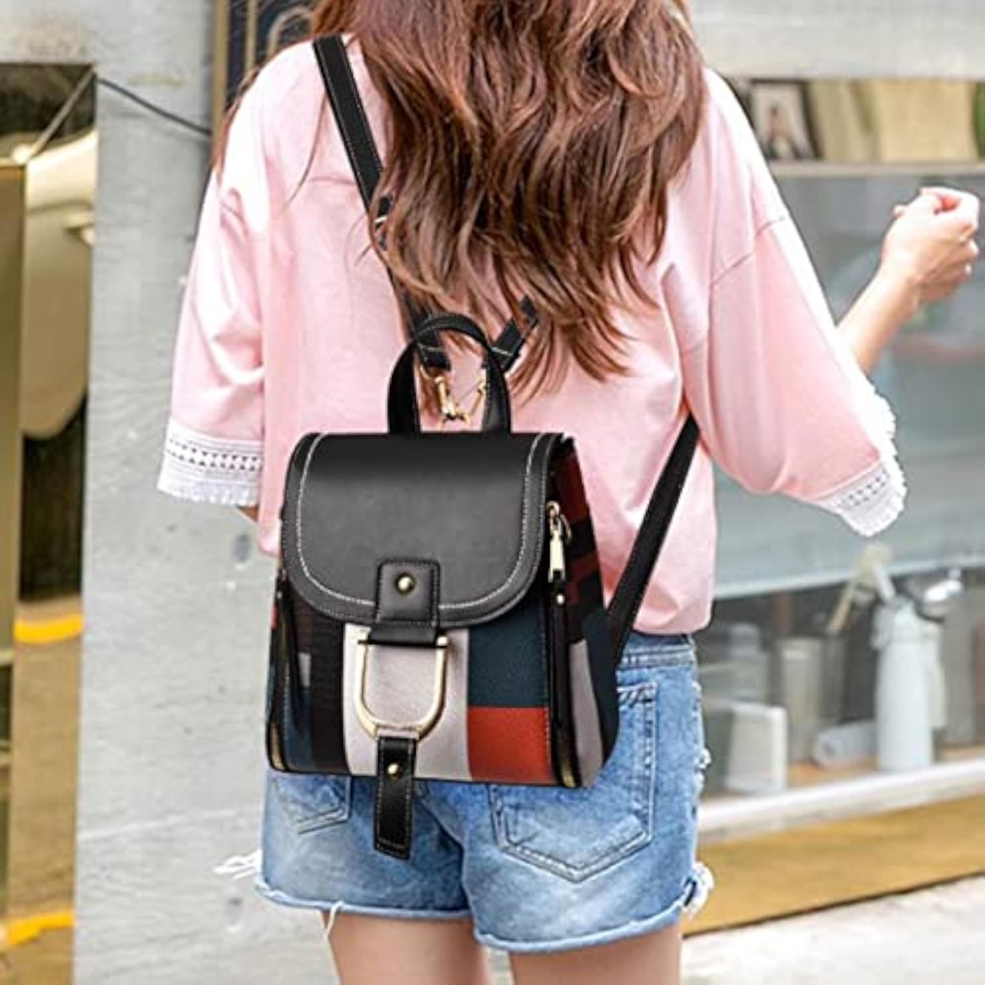 Women's Soft Leather Leisure Travel Backpack, Large Capacity