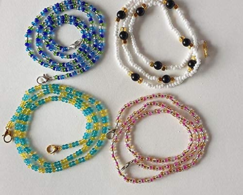 FEMEO Face Mask Glass Beaded Lanyards With Box Mask Necklace Holders Eyeglass Beaded Chains Stylish Mask Lanyard Anti-Lost Strap for Women Men Kids 23 inch (SET OF 4)-image-19