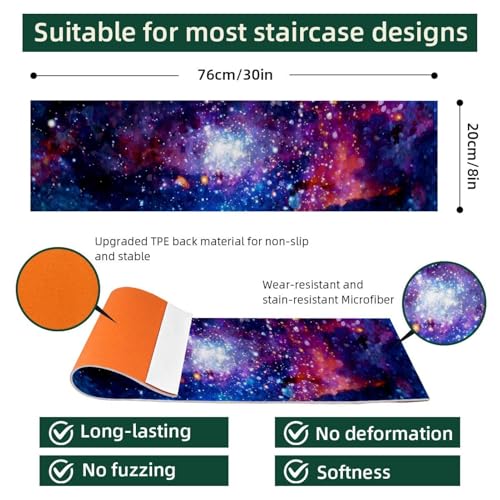 Alfombras para escaleras de madera Starry Sky de 8x30 pulgadas 5