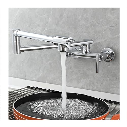 Grifo de cocina plegable de latón cromado para instalación en pared