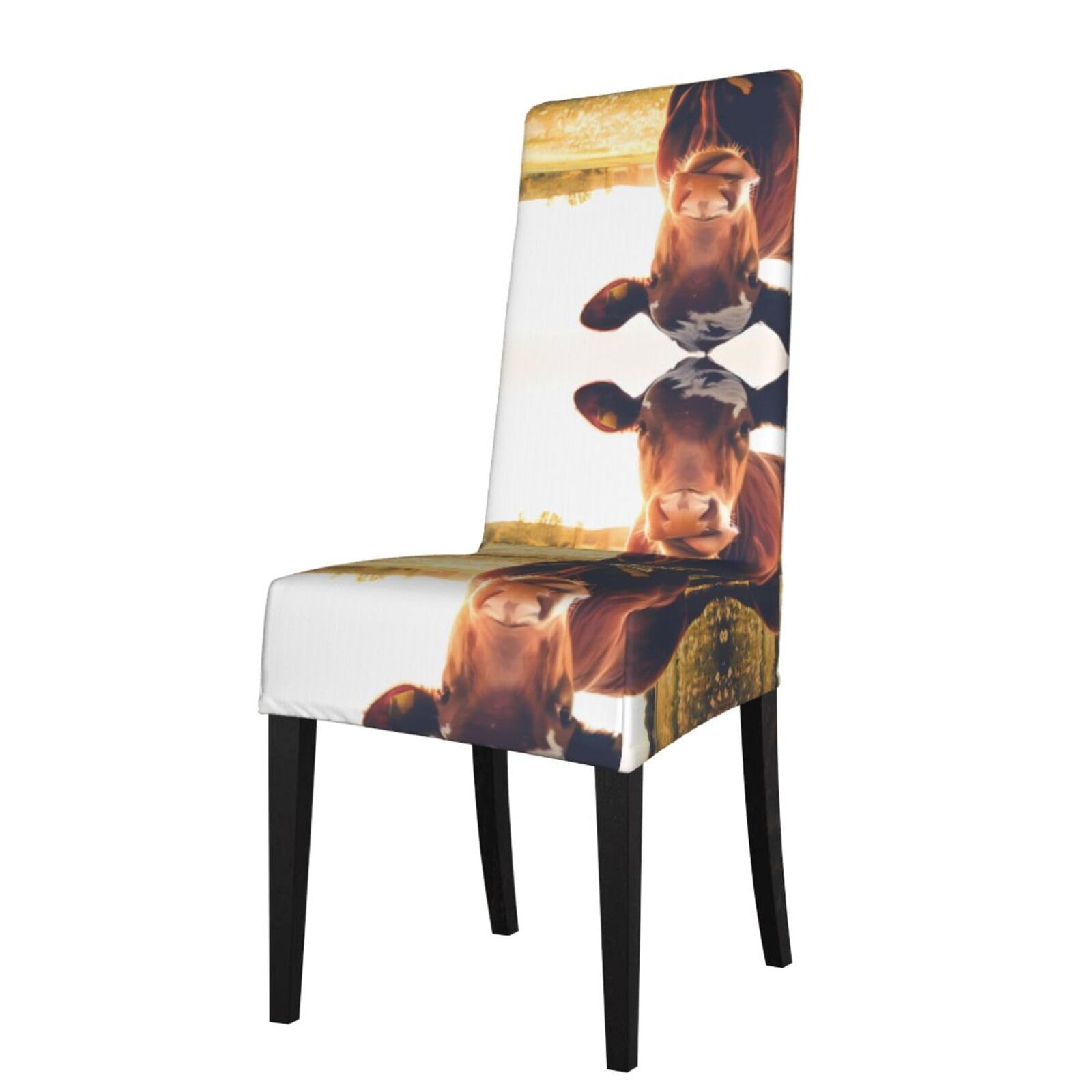 YYHHAOFA animal cow Prints Protection Cover for Dining Chair - Stretch Slipcovers, Easy Refresh for Your Dining Room & Event Decor