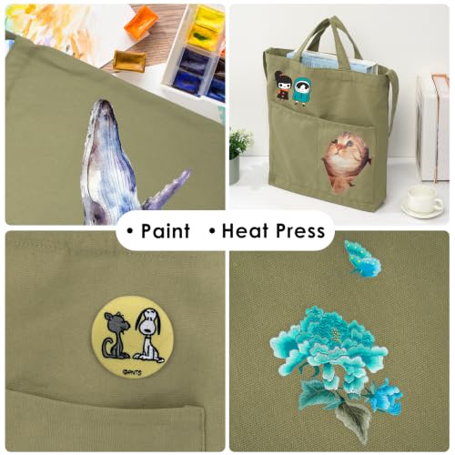 Image of Lily queen Natural Canvas Tote Bag for Crafting Reusable Grocery Shoulder Bags 2pcs