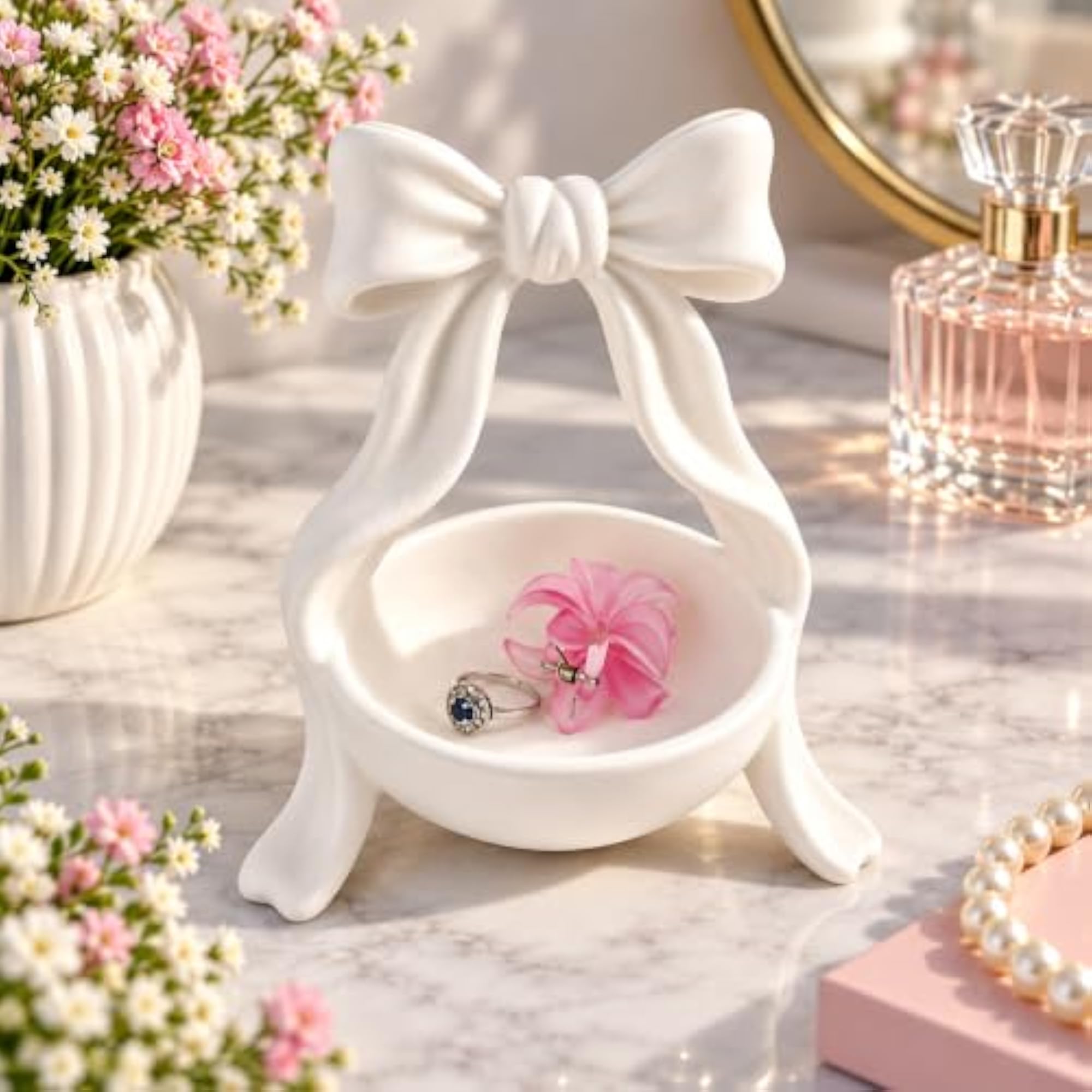 Bow-Shaped Jewellery and Accessories Organiser, White