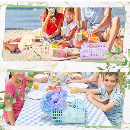 Silkfly 6 Pcs Jelly Tote Bags Plastic Easter Baskets for Egg Hunting Wedding Beach Gifts Purse Bags for Spring Party Favor(Bright Color,Small)3