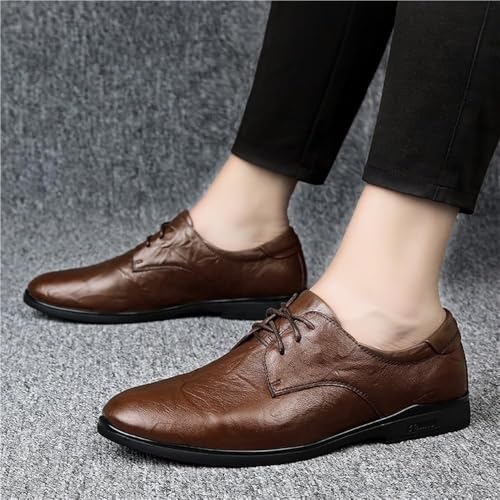 Men's Formal Dress Shoes Oxford Leather Lace Up Business Wedding Shoes for Men Comfortable Non-Slip Soft Sole Pointed Toe Derby3
