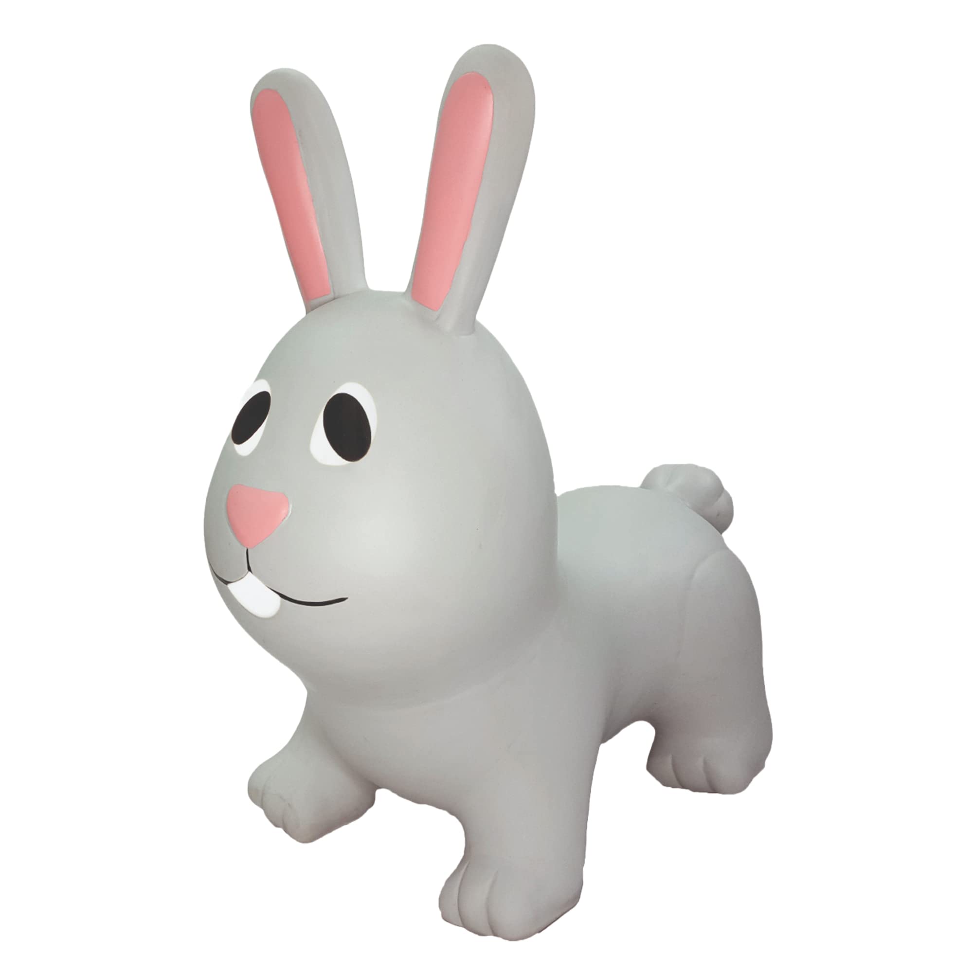 GERARDO'S Toys Jumpy Hüpftier Hase Grau ca. 58 cm - Hüpftiere ab 1 Jahr - Aufblasbare Tiere für drinnen & draußen - Inklusive Luftpumpe