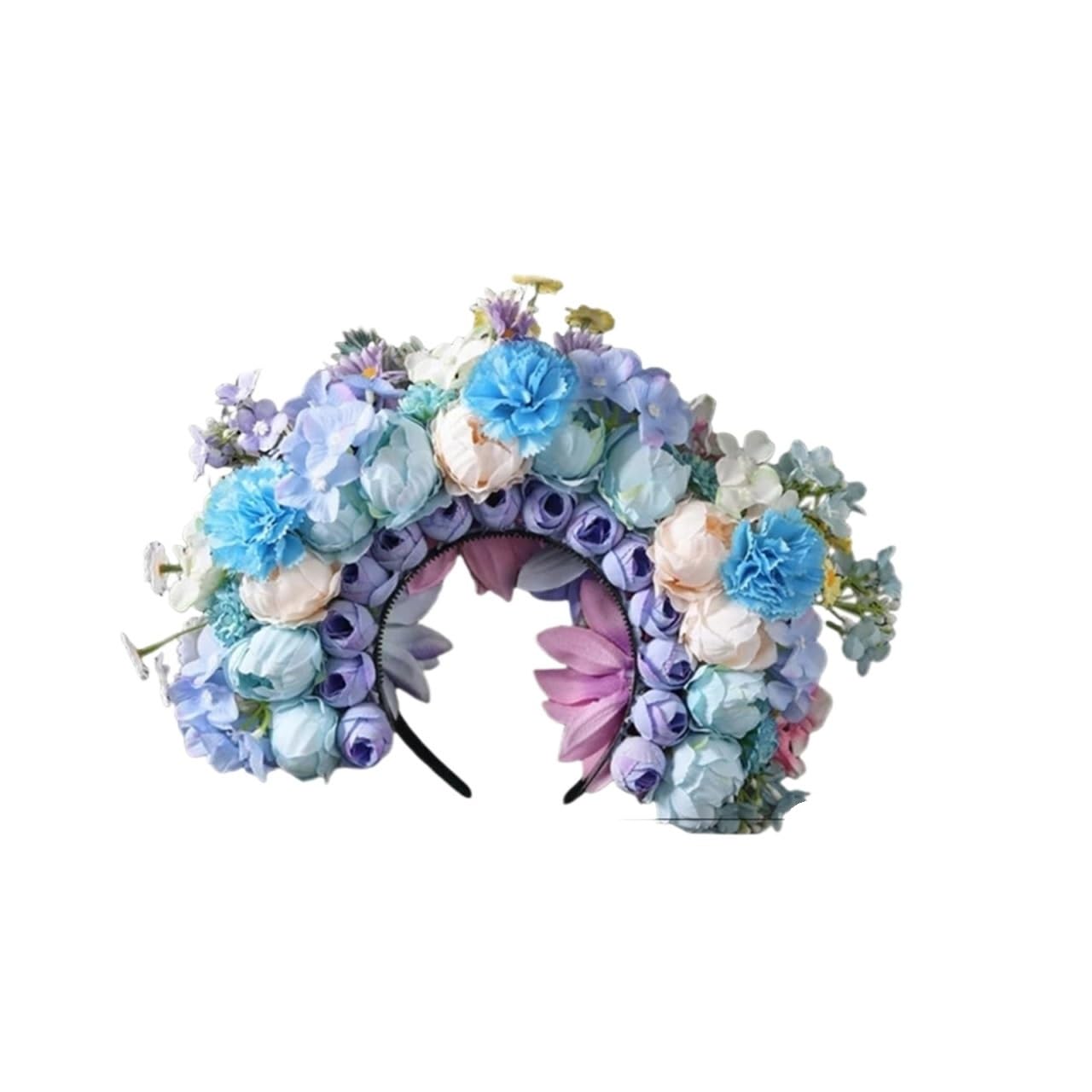 Haarreif mit künstlicher Blumenkrone Mehrfarbige künstliche Blumenkrone, Blumen-Stirnband, Haarkranz, Hochzeit, Party, Braut, Frauen(Color3)