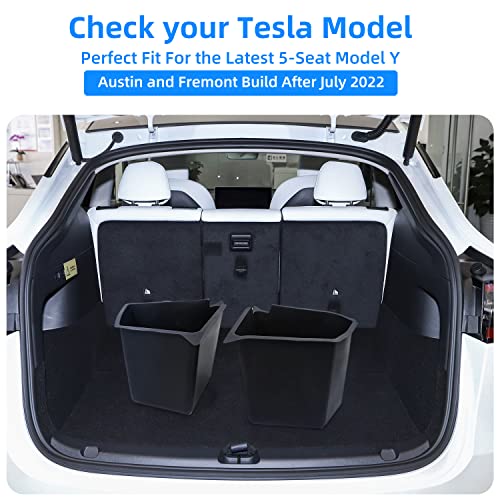 Kropbom 2023 2022 Tesla Model Y Rear Trunk Storage Bins With Lid, Trunk Side Organizer Storage Boxes Protector Packets For 5-Seater Model Y Accessories #TOP1