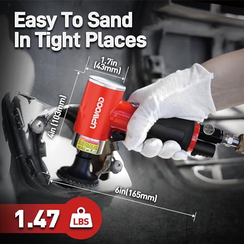 Pneumatic Mini Orbital Sander Grinder Polisher Kit, 2 inch Air Right Angle Surface Prep Tool with 41pcs Roll Lock Discs