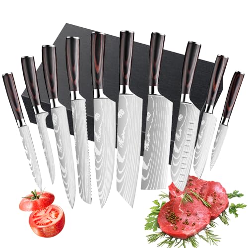 Dfito Messerset, 10-teiliges Küchenmesser Set mit Messerlängen 9,5-20cm Extrem Scharf mit Griffen für Profiköche und Anfänger Gleichermaßen...