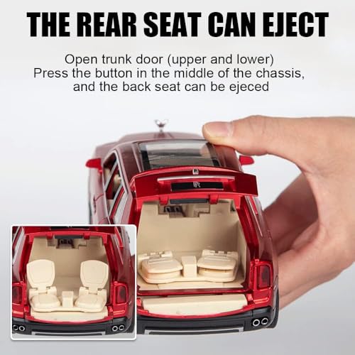 Image of 1:24 Rolls-Royce Cullinan Diecast Model Car Alloy Pull Back Toy Car with Sound & Light, Collectible Vehicle for Kids & Adults, Birthday Gift for Boys & Girls (Red)
