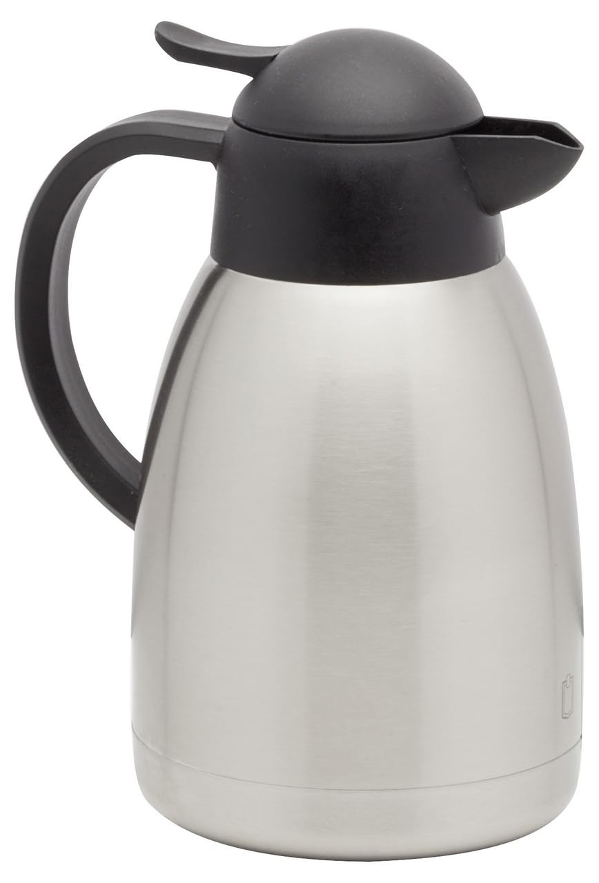 METRO Professional Caraffa termica in acciaio inossidabile, 1.5 L, con pulsante, argento/nero
