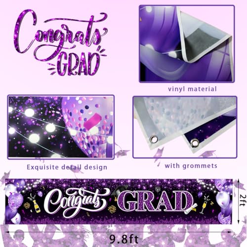 Image of 2026 Graduation Decorations-Congrats Grad Purple Yard Sign Banner Decoration for Class of 2026 Graduation Party Supplies(Purple and Black)