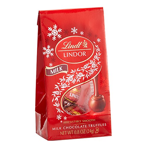 Image of Lindt LINDOR Holiday Milk Chocolate Truffles Mini Gift Bag, Kosher, Great for Holiday Gifting, 0.8 Ounce (Pack of 24)
