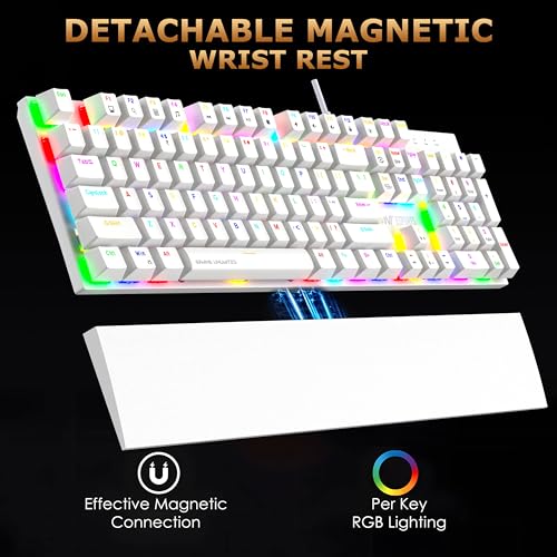 Image of Ant Esports MK4100 RGB Mechanical Gaming Keyboard, Outemu Brown Switches Tactile & Clicky - Chroma RGB - Magnetic Wrist Rest - Double Shot ABS Keycaps, Hot Swappable Switches - Mercury